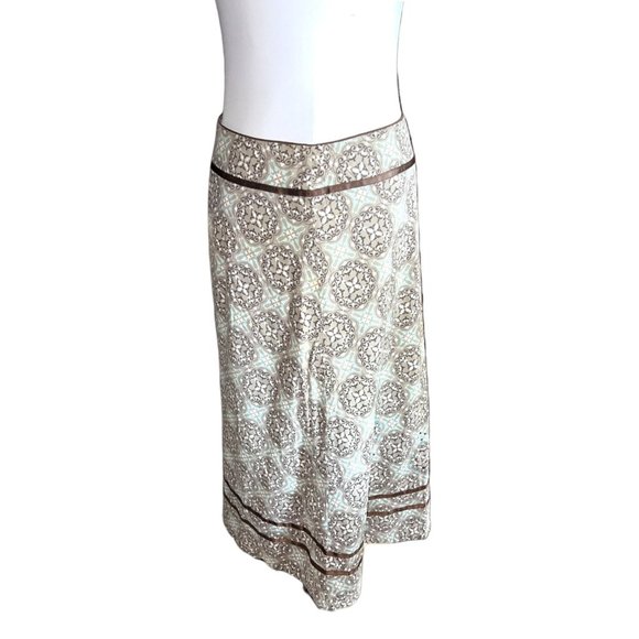 Linden Hill Dresses & Skirts - Linden Hill Boho Pale Blue and Brown Skirt with Embellishments Women Size 12